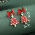 Sparkling Christmas tree drop earrings with red bow and rhinestones on green background - Bow Christmas Tree (SD61303)