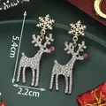 Christmas reindeer and snowflake drop earrings with sparkling rhinestones and red nose - Long Reindeer Snowflake (SD61308)