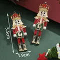 Nutcracker Christmas earrings with rhinestones and pearls, red and gold festive jewelry - Pearl Nutcracker (SD61326)