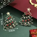 Sparkling Christmas tree earrings with colorful rhinestones and gold star top - Red White Rhinestone Christmas Tree (SD61323-Red White)
