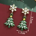 Christmas tree and snowflake earrings with pearls and rhinestones, size 3.7x1.7cm - Snowflake Pearl Christmas Tree (SD61313)