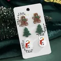 Christmas earring set featuring snowman gingerbread man and green tree on jewelry card - Gingerbread Man Tree Snowman (SD61340)