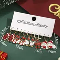 Set of Christmas enamel earrings with Santa, penguin, and gingerbread man motifs - Christmas Penguin Candy Cane (SD61350-1)