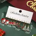 Christmas earrings set featuring Santa, tree, and snowflake in festive red and green - Christmas Sock Snowflake Set (SD61350-2)