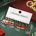 Detailansicht der 6-Paar Weihnachts-Ohrring-Set mit Weihnachtsmann und Baum auf Festgrund - Weihnachten Gemischte Ohrringe (SD61350-3)
