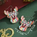 Christmas colorful cartoon reindeer earrings with striped patterns and dot bows - Multicolor Striped Reindeer (SD61387)