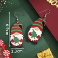 Christmas gnome wood earrings featuring festive red and green striped hats and tree - Red Green Striped Gnome (SD61373)