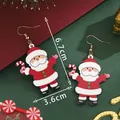 Festive Santa Claus dangle earrings with candy cane measuring 6.7cm in height - Santa Candy Cane (SD61368)