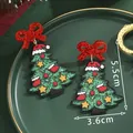 Christmas tree acrylic earrings with red glitter bow and festive sequin details - Bow Christmas Tree Drop (SD61390)