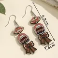 Rugby sports themed drop earrings with helmet and bow detailing, 6.8cm length - American Football and Helmet Design (FX942)