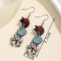 Baseball themed earrings with red hat, blue glove and bow tie charms, length 7.1 cm - Baseball Cap and Glove Design (FX945)