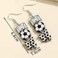 Creative soccer themed dangle earrings with net and bowknot design, size 6.8x1.6cm - Soccer and Net Design (FX946)
