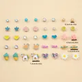 Colorful drip oil stud earring set featuring mixed cartoon heart and star designs - Cute Diverse Mix and Match Style (FX050926)