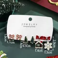 Christmas alloy earrings set featuring green trees, gingerbread house and snowflakes - Christmas Tree Gingerbread House Snowflake (SD61347)