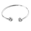 Minimalistisches silbernes Armreif mit zwei großen, rund geschliffenen Zirkonia-Steinen - Silber