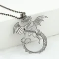 Antiksilberne Targaryen Drachenkette mit detaillierten Schuppen und einer Kugelkette - Retro Fliegender Drachenstil (1055)