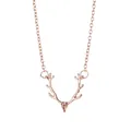 Minimalist reindeer antler pendant necklace in elegant rose gold finish for women - Rose Gold