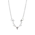 Minimalist silver reindeer antler necklace with a polished finish and fine chain link - Silver