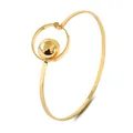 Bracelet jonc géométrique doré avec monture circulaire élégante et bille centrale polie - 26|1photos