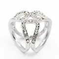 Silver flower scarf ring with cat eye stone and sparkling rhinestones for shawls - Silver Rhinestone (Geometric Hollow)