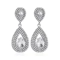 Luxury silver-tone drop earrings with pear-cut white cubic zirconia crystals - Luxury Water Drop Dangle Earrings (2211) / Silver