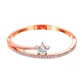 Rose gold bangle featuring a large star-shaped zircon and pave crystals on a minimalist band - Rose Gold Five-Pointed Star Style (0153)