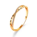 Elegant gold-tone bangle with double-layer design featuring rhinestones and Roman numerals - KC Gold Roman Numerals Cross Style (7258)