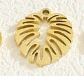 Colgante minimalista de hoja de monstera dorada con un acabado mate texturizado - Estilo Hoja Monstera (PJ108194-GD) / Dorado