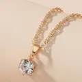 Collana classica in oro a sei griffe con ciondolo tondo in zirconia cubica - Stile Tondo Catena Intrecciata Oro (0478)