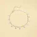 Detalle de la tobillera de plata con borlas de corazón pulido y cierre de mosquetón - Plata Brillante 3880