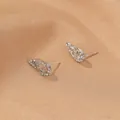 Silver butterfly wing earrings with sparkling crystals and S925 sterling silver studs - Butterfly Wing Style (01 Wing Stud Earring #2712) / Silver