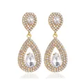 Elegant gold drop earrings with pear-cut crystals and sparkling white rhinestones - Luxury Water Drop Dangle Earrings (2188) / Gold