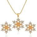 Funkelndes Schneeflocken-Schmuckset mit Strass-Halskette und passenden Ohrringen - Gold