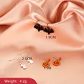 Halloween earring set featuring black bats, white ghosts, and orange glitter pumpkins - Bat Ghost and Pumpkin Set (2311) / 3 Pairs Set