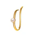 Elegant gold curved ear cuff with a white pearl accent, no piercing required for women - Single Pearl Earring Style (#6255) / 2.6cm / Gold
