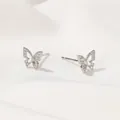 Boucles d'oreilles papillon en argent avec zircone et design évidé élégant - Argent Ajouré