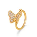 Minimalist golden butterfly cuff earring set with sparkling white zircon stones - Rhinestone Butterfly Style (12415)