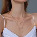 Double-layered gold necklace with heartbeat wave and hollow heart pendant for women - Double Layer ECG Heart Pendant Style (8000)