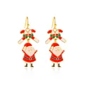 Orecchini a sospensione natalizi con Babbo Natale e bastoncino di zucchero smaltato - Stile Babbo Natale (11914)