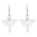 Boucles d'oreilles papillon en argent avec perles bleu clair en vue symétrique - Blue Bead Silver