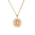 Minimalist gold opal sunflower pendant necklace with a classic cross chain design - Silver Radiant Sun Artificial Opal Style (1109)
