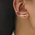 Minimalist gold ear cuff set with parallel bars and sleek hoop design for women - Gold (DZ-519)