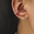 Golden ear cuff set with leaf design and sparkling cubic zirconia for women - Gold (DZ-512)