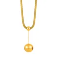 Chic multi-layer gold titanium steel necklace with ball pendant and mesh woven design - Hemisphere Pendant Necklace