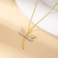 Eleganter Gold-Libellen-Anhänger Halskette mit funkelnden Strasssteinen auf O-Kette für Damen - Libelle Anhänger Halskette
