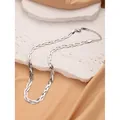 Three-strand braided silver stainless steel snake chain necklace with lobster clasp - 3-Strand Braided Necklace / Silver