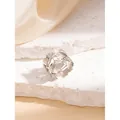 Anello aperto a foglia di ginkgo in acciaio inossidabile con design irregolare - Forma a Foglia di Ginkgo / Argento