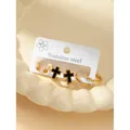 Edelstahl-Ohrring-Set 3er-Pack mit Goldperlen, schwarzen Kreuzen und kleinen Creolen - Kreuz Ohrring-Set
