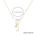 Gold stainless steel necklace with white shell butterfly, pearls, and teardrop zircon - Water Drop Zirconia Necklace