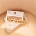 Set di tre paia di orecchini a cerchio in acciaio inox dorato con design liscio e ondulato - Stile Cerchio (BJGE0318) / Oro
